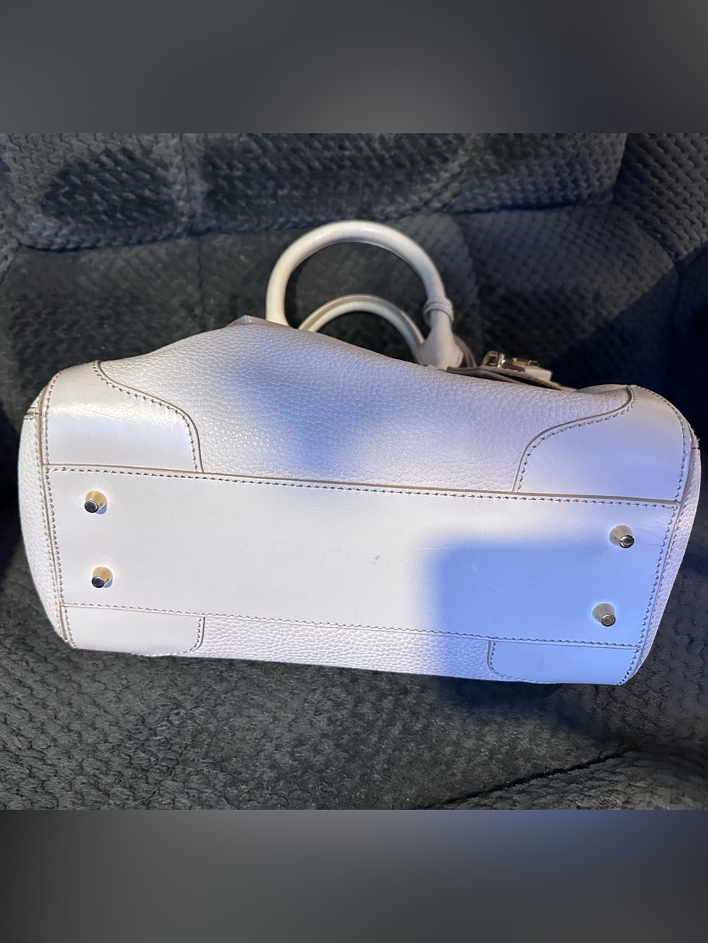 Burberry Pebbled Leather Satchel in Off-White - Picture 14 of 17
